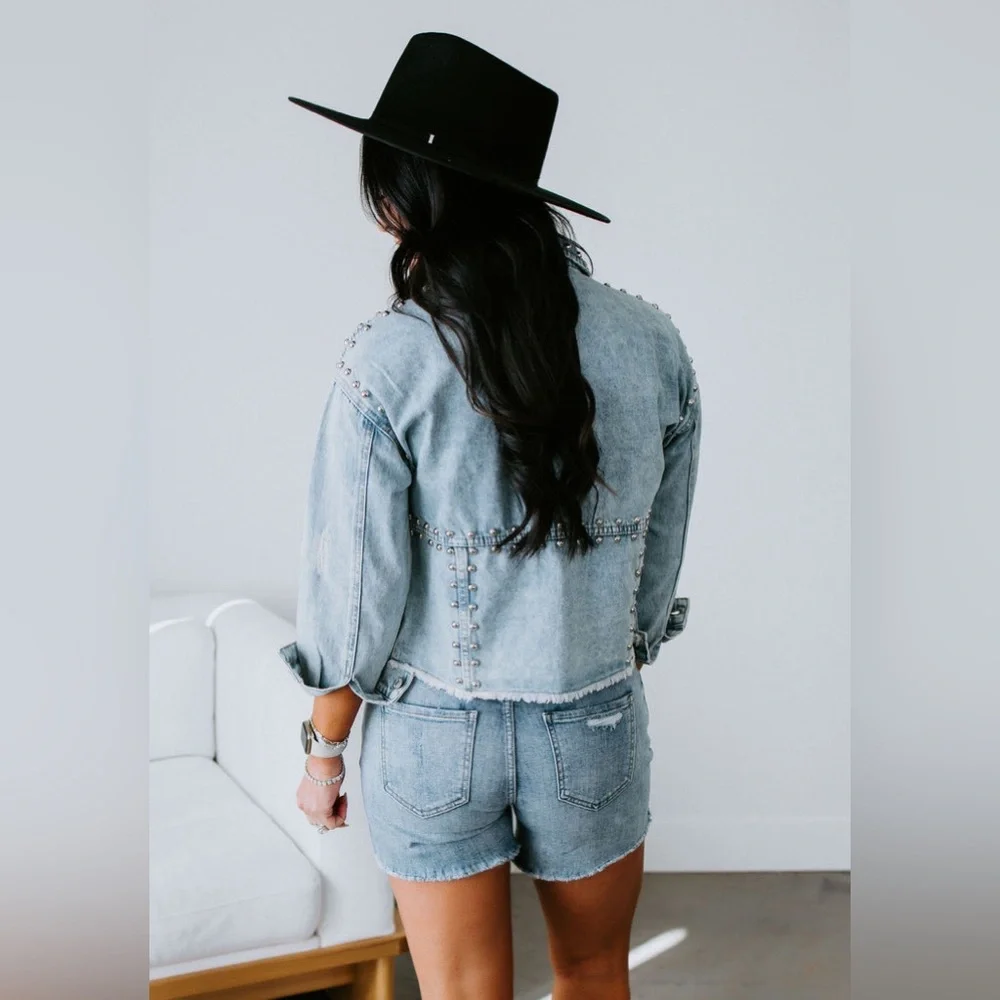 Vervet Studded Denim Jean Jacket Small - Picture 4 of 14